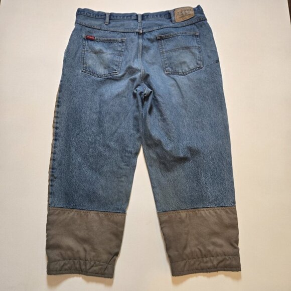 Columbia Brush Guard Reinforced Canvas Denim Hunting Jeans Pants 44 X 30 Distres - Picture 2 of 12